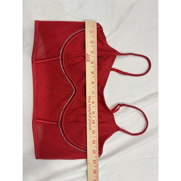 NWT Target Women's Red Satin Rhinestone Lingerie Corset Bra Top Auden Size M - Picture 5 of 8